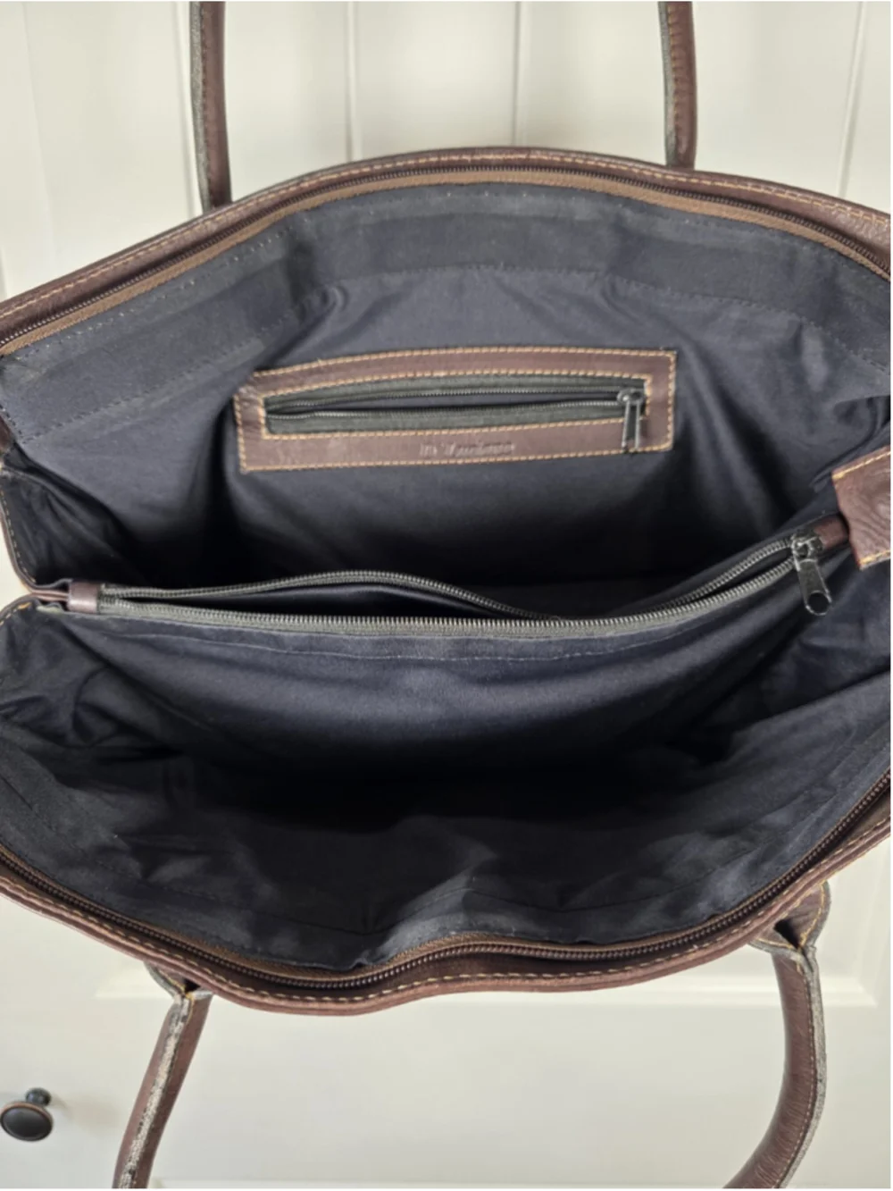 D'Luciano Brown Leather Shoulder Bag Tote Purse Pebbled Leather Classic Staple